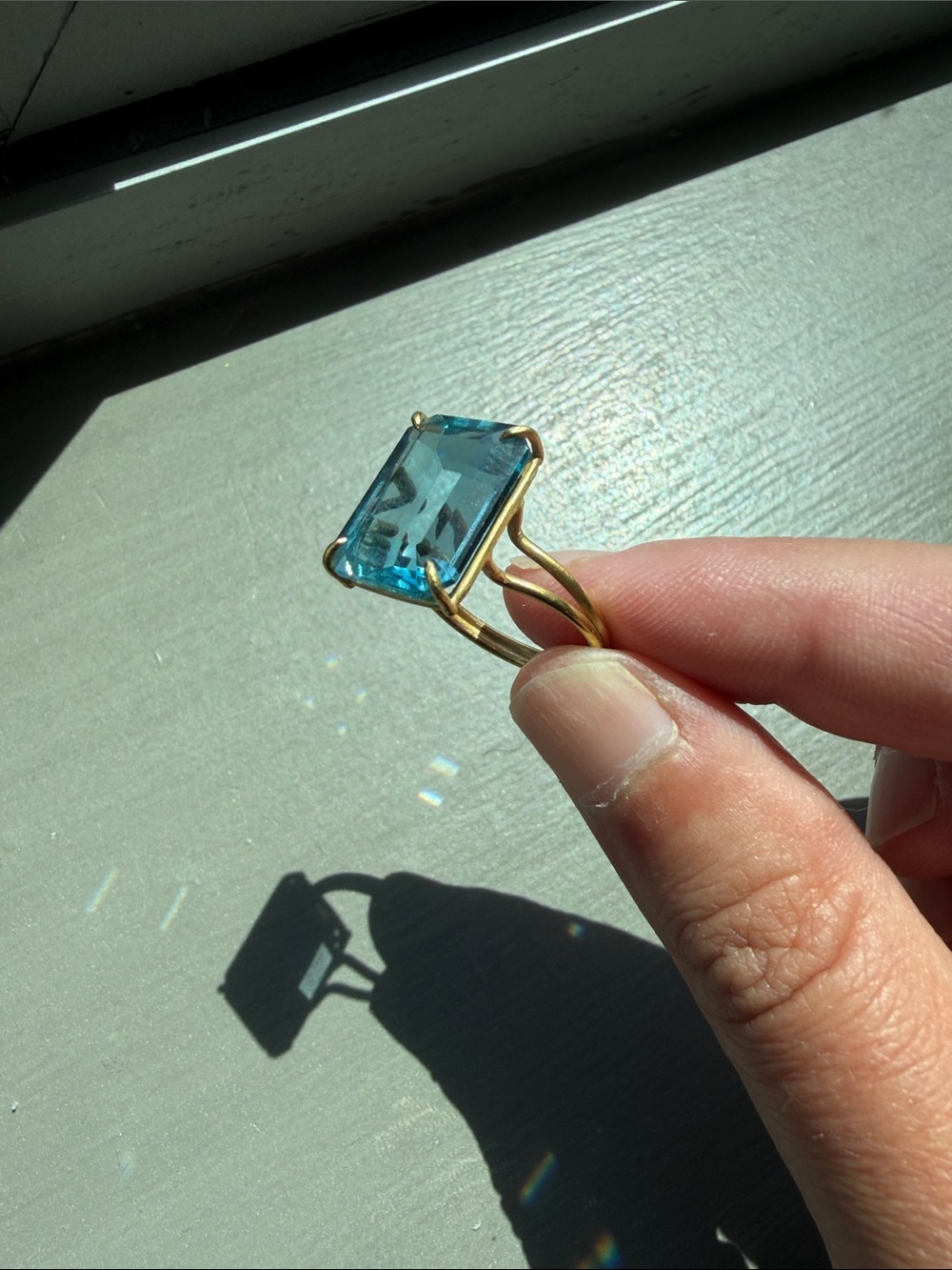 Rosanne Pugliese 18K & Emerald-Cut Dark London Blue Topaz Ring